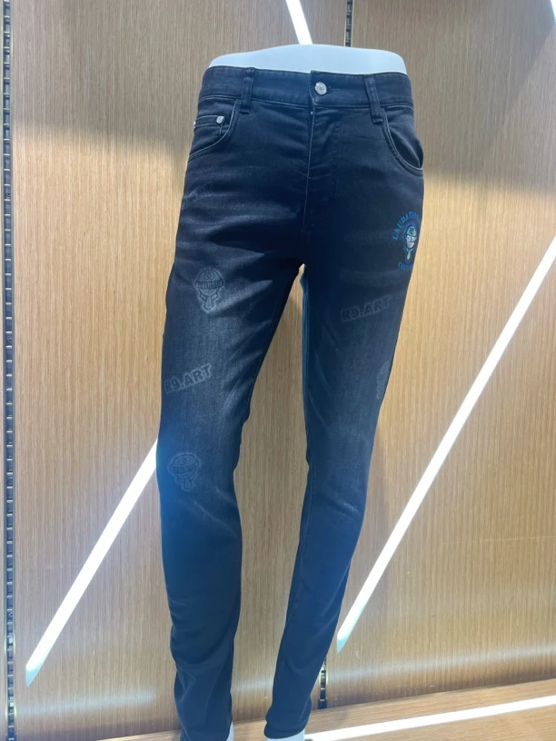 R9000上新重工水洗高级定制版暗纹黑色长牛仔裤53032039