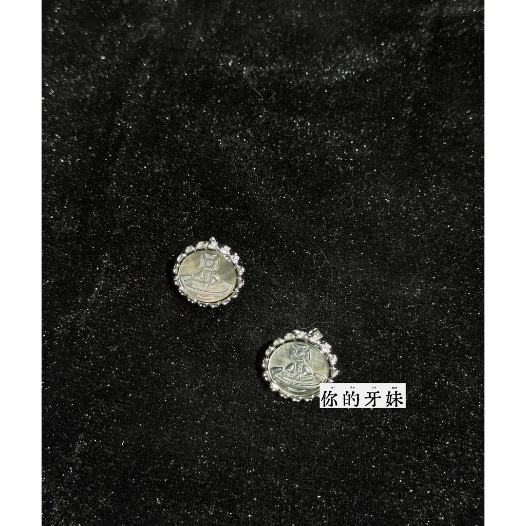 合金耳饰 圆饼平面耳钉ED385复古时尚百搭轻奢法式