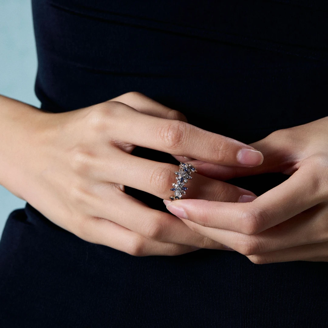 RiotLILY/艾特里里 铜合金合成锆石戒指 光之城轻奢双面旋转闭口