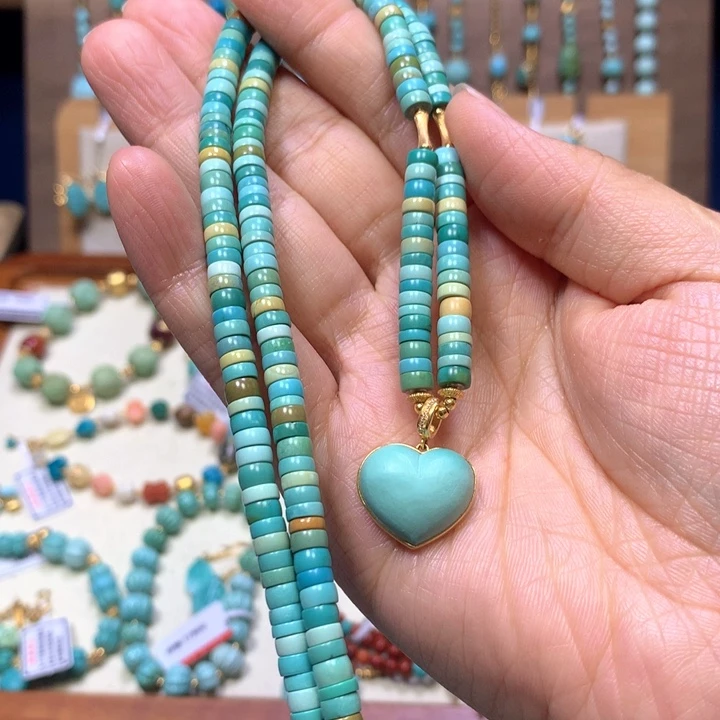 绿松石18K金镶嵌项链