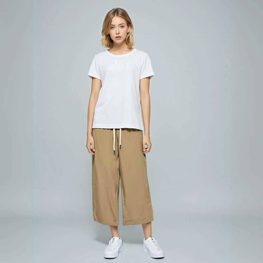 750号 裤腿透气孔设计宽松百搭松紧腰休闲裤透气速干裤