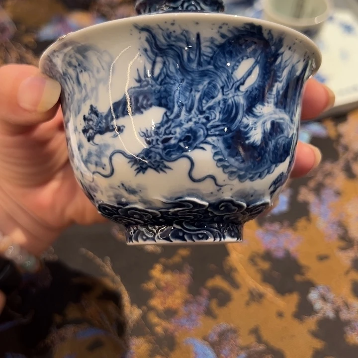糖*钟家窑国风孤品盖碗焗银