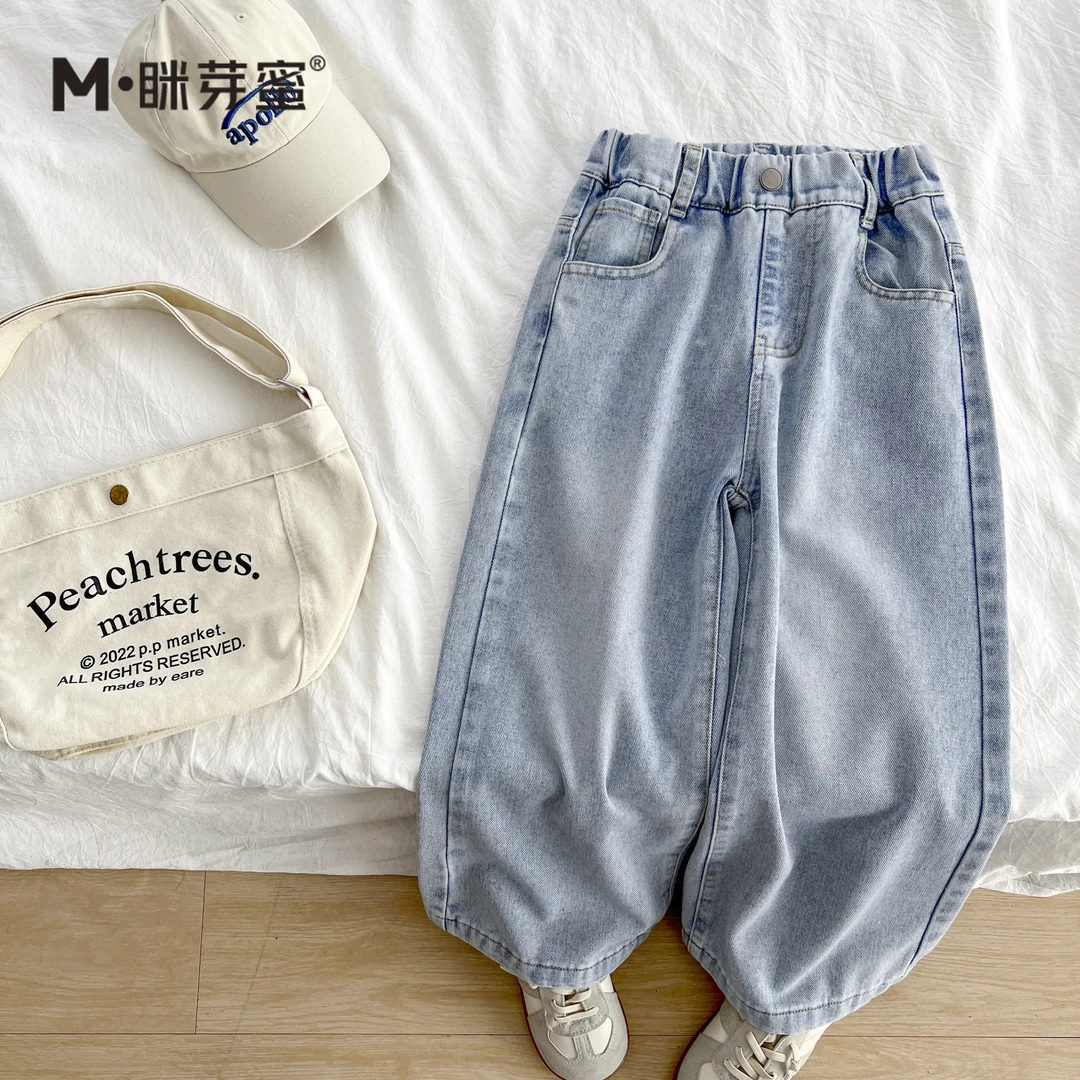 女童长裤2025春季新款女童装中大童儿童时尚直筒牛仔裤MYMC1016