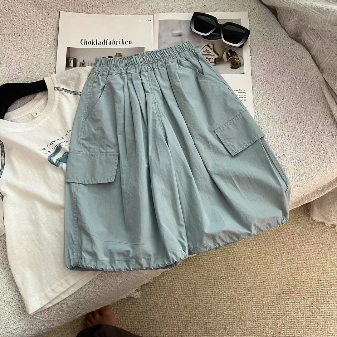 2025年夏季新款儿童短裤休闲百搭宽松时尚洋气80304蓝色裤子