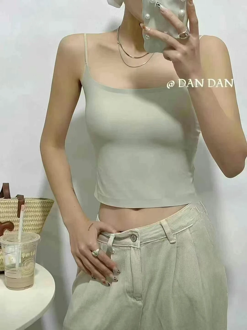 交叉带露背小吊带抗菌棉背心可外穿一体杯垫美背内衣