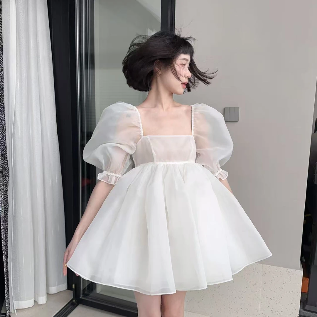 wyd小樱桃【白雪】三层欧根纱重工蓬蓬裙