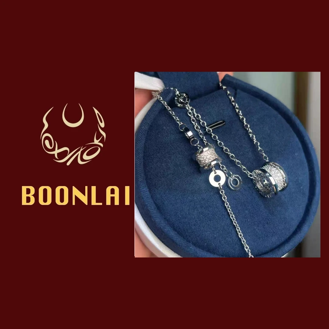 铜合金项链 Boonlai 银色满钻弹簧项链1351