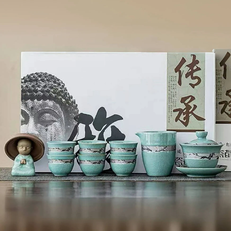 哥窑盖碗茶具套装礼盒包装送礼必备