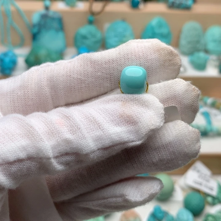 绿松石未镶嵌珠宝奇石高瓷蓝绿老型10.1*8.9mm