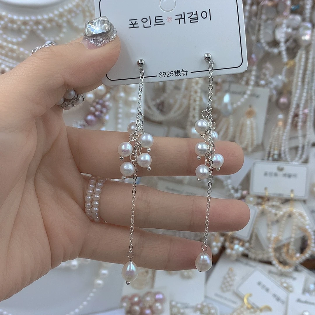 淡水珍珠耳饰银S925镶嵌
