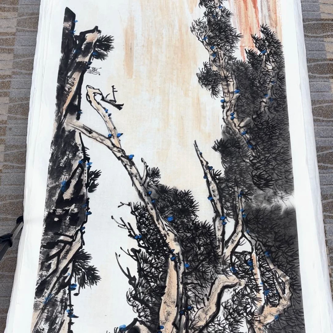滴***8国画李君美老师四尺山水作品赵6
