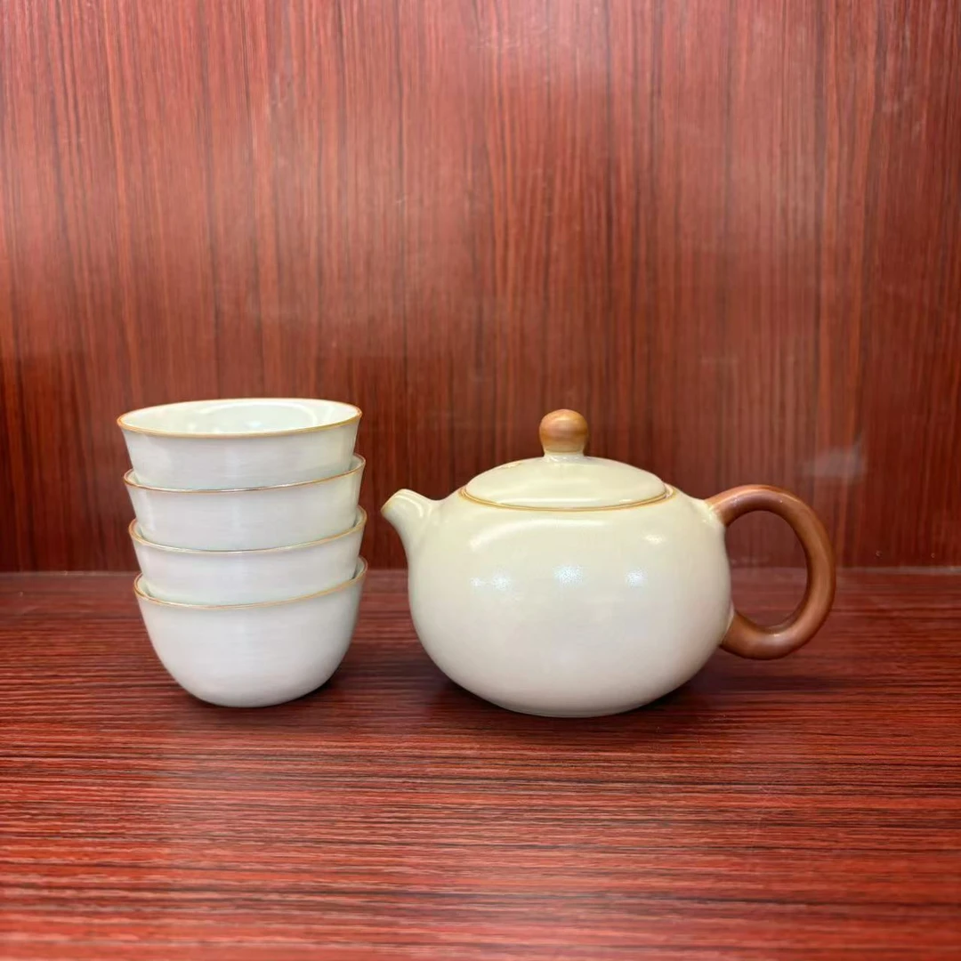 瓷韵优品 复古陶瓷汝窑西施壶中式简约家用开片可养泡茶壶-2080