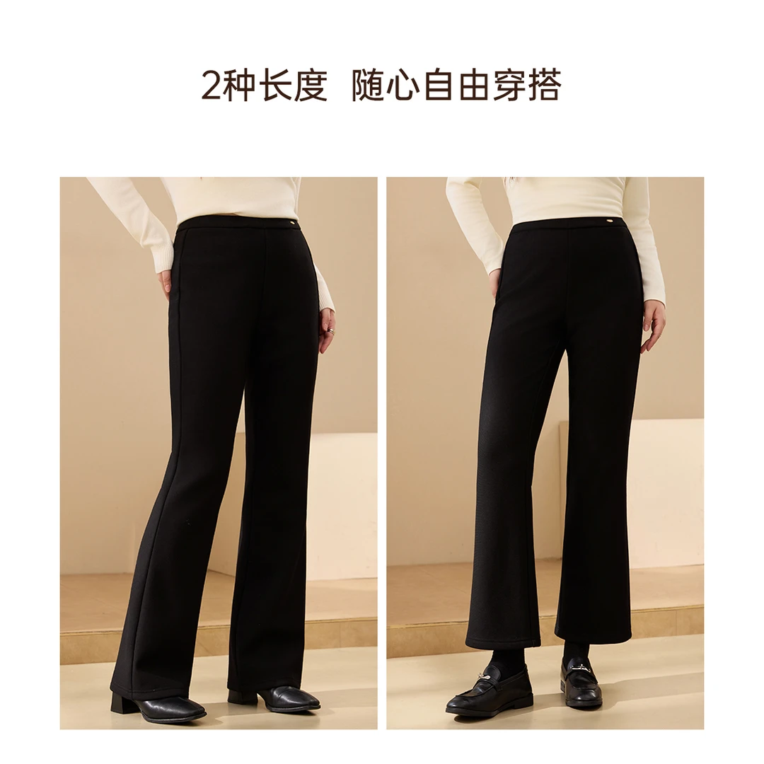 【简约舒适休闲风】纤莉秀A大码女装松紧腰百搭保暖加绒裤子QK4451