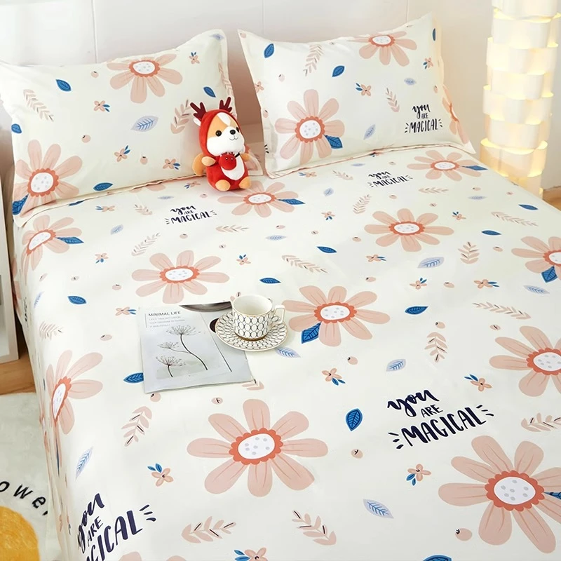 纯棉床单单件全棉100宿舍单人儿童被单1.8米床三件套1.5米床双人