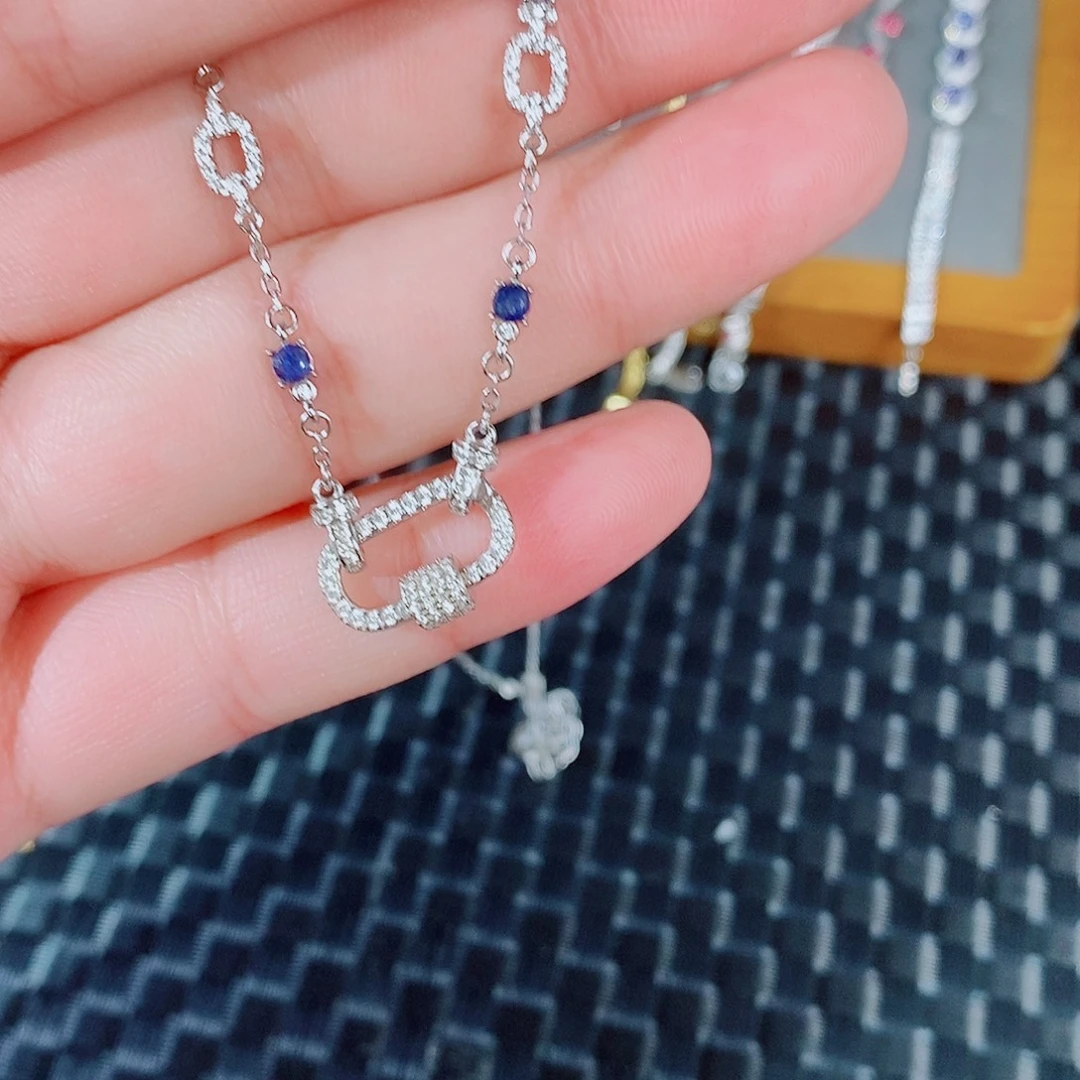 颈饰蓝宝石银S925镶嵌