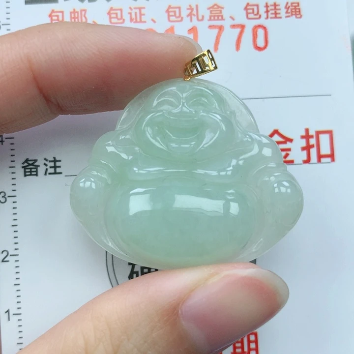 翡翠颈饰18K金镶嵌天然翡翠a货