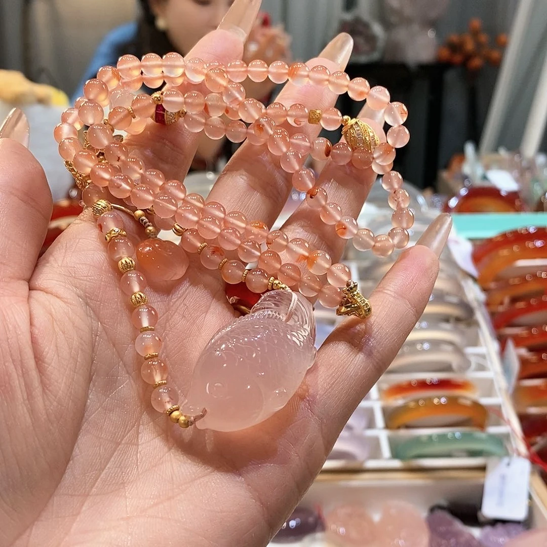 玛瑙/玉髓颈饰银S925镀金镶嵌