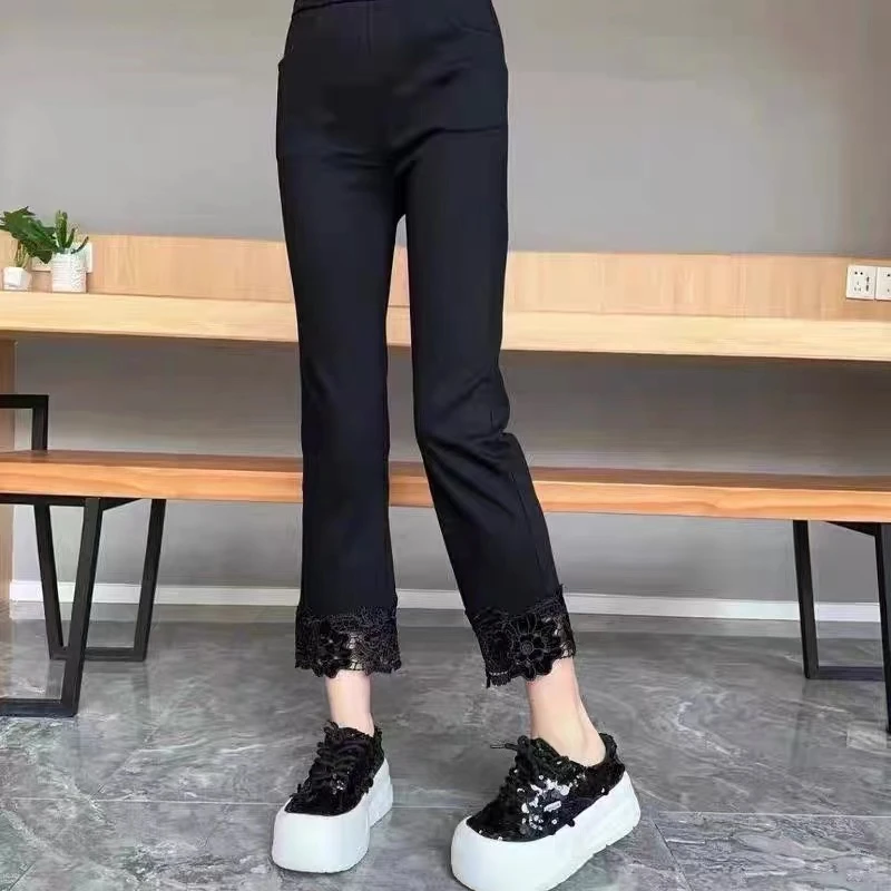 F-139-备注B-M下单新中式国风丝绒直筒烟管裤女高腰修身全码女装