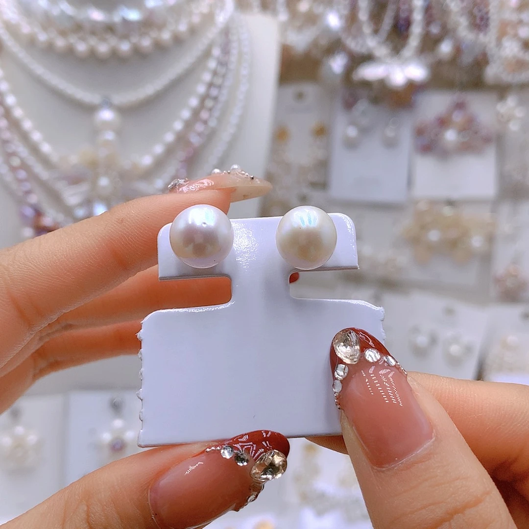 银S925镶嵌耳饰淡水珍珠