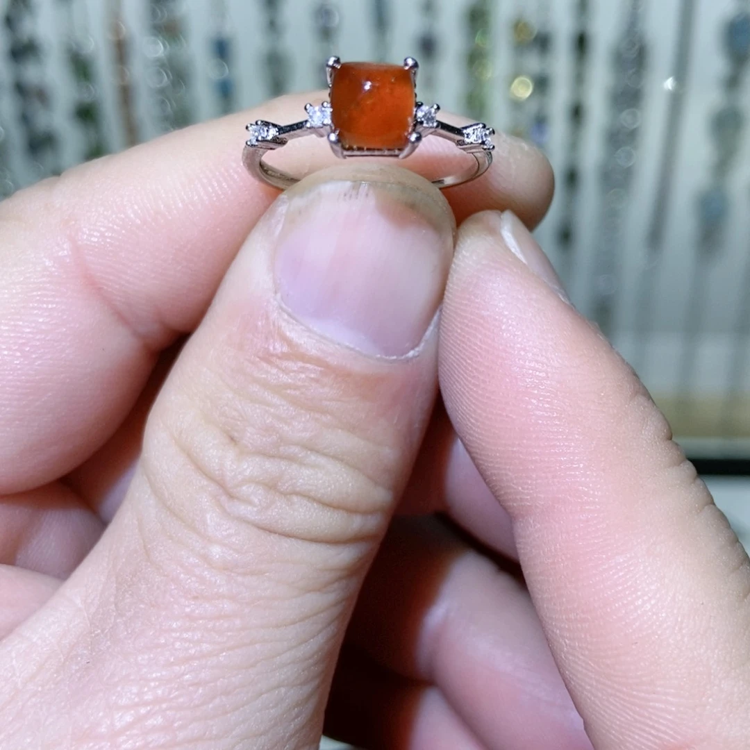 绿水晶戒指银S925镶嵌