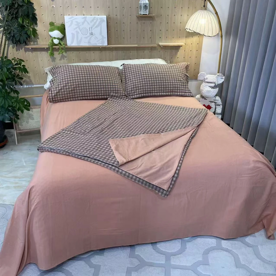 加厚纯棉磨毛四件套被套床单枕套亲肤家用绗缝夹棉印花高级轻奢