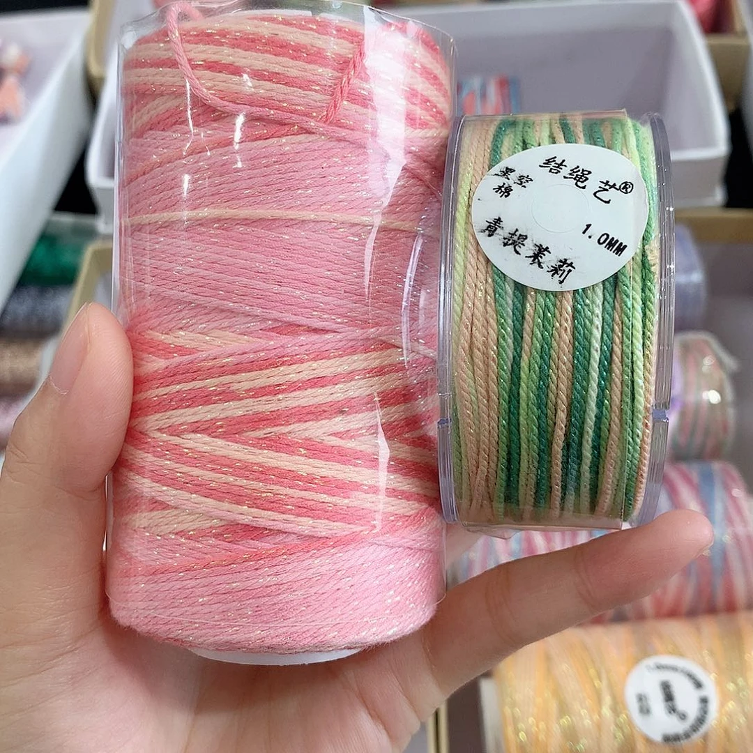 腈纶段染手搓棉石矶100克、青提茉莉30米