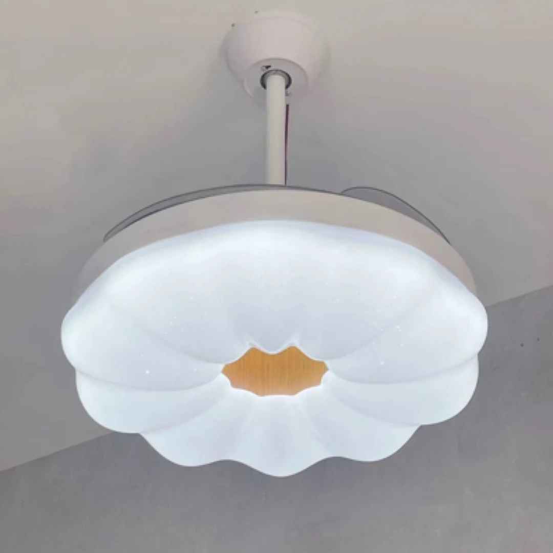 南瓜云朵风扇吊灯静音50厘米隐形风扇餐厅灯