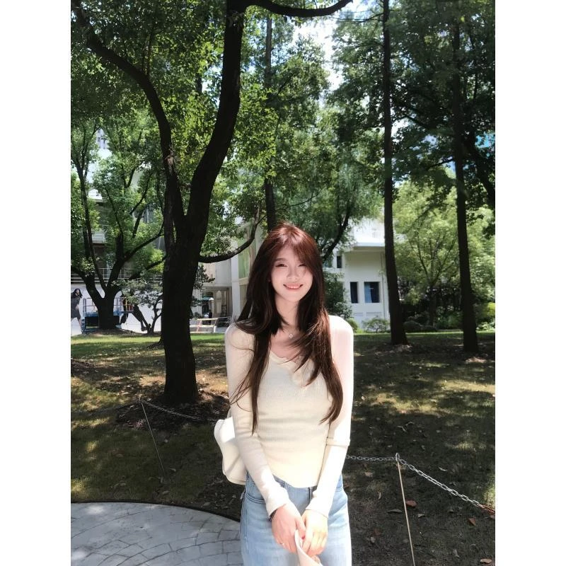 *尹千金*【原生温柔】亲肤舒适显腰细秋韩女必备针织打底衫S257415