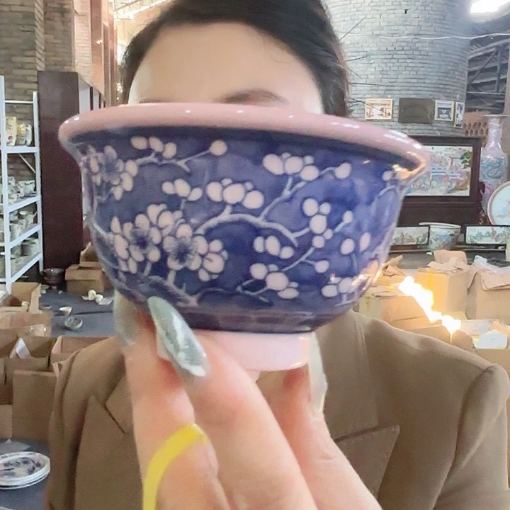 其他陶景德镇高温陶瓷冰梅压手杯红希希