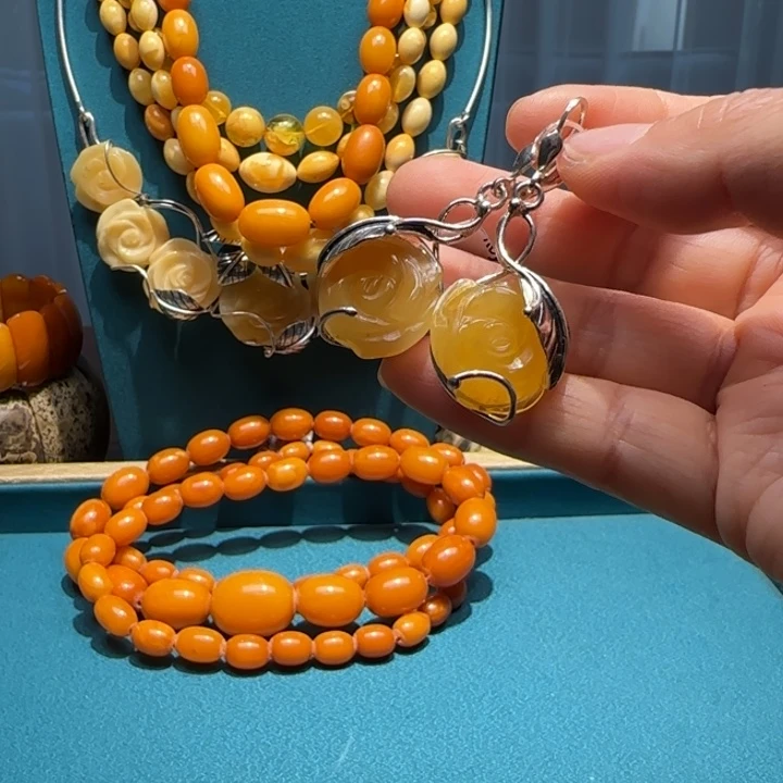 琥珀未镶嵌耳饰波兰设计款琥珀蜜蜡