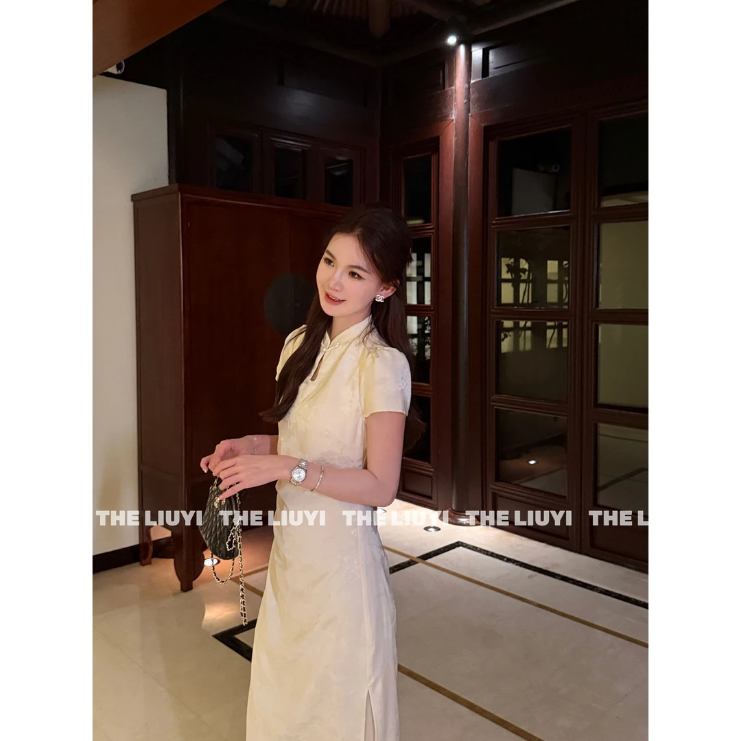 【LIUYI】倾城佳人～夏季新中式温柔风拼接连衣裙55212