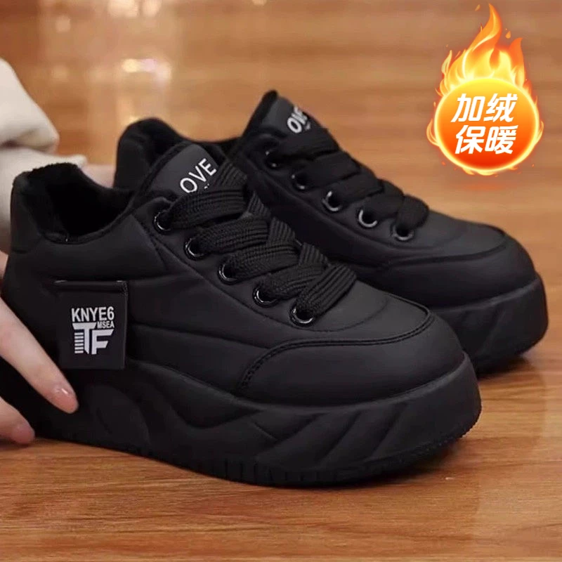 厚底面包鞋松糕女款2025冬季新款爆款百搭软底休闲板鞋加绒棉鞋