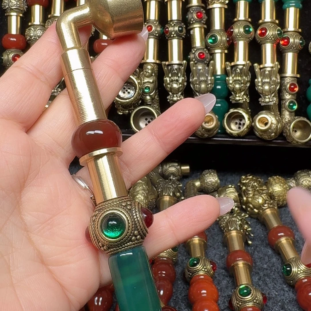 黄铜绿色烟锅2公分