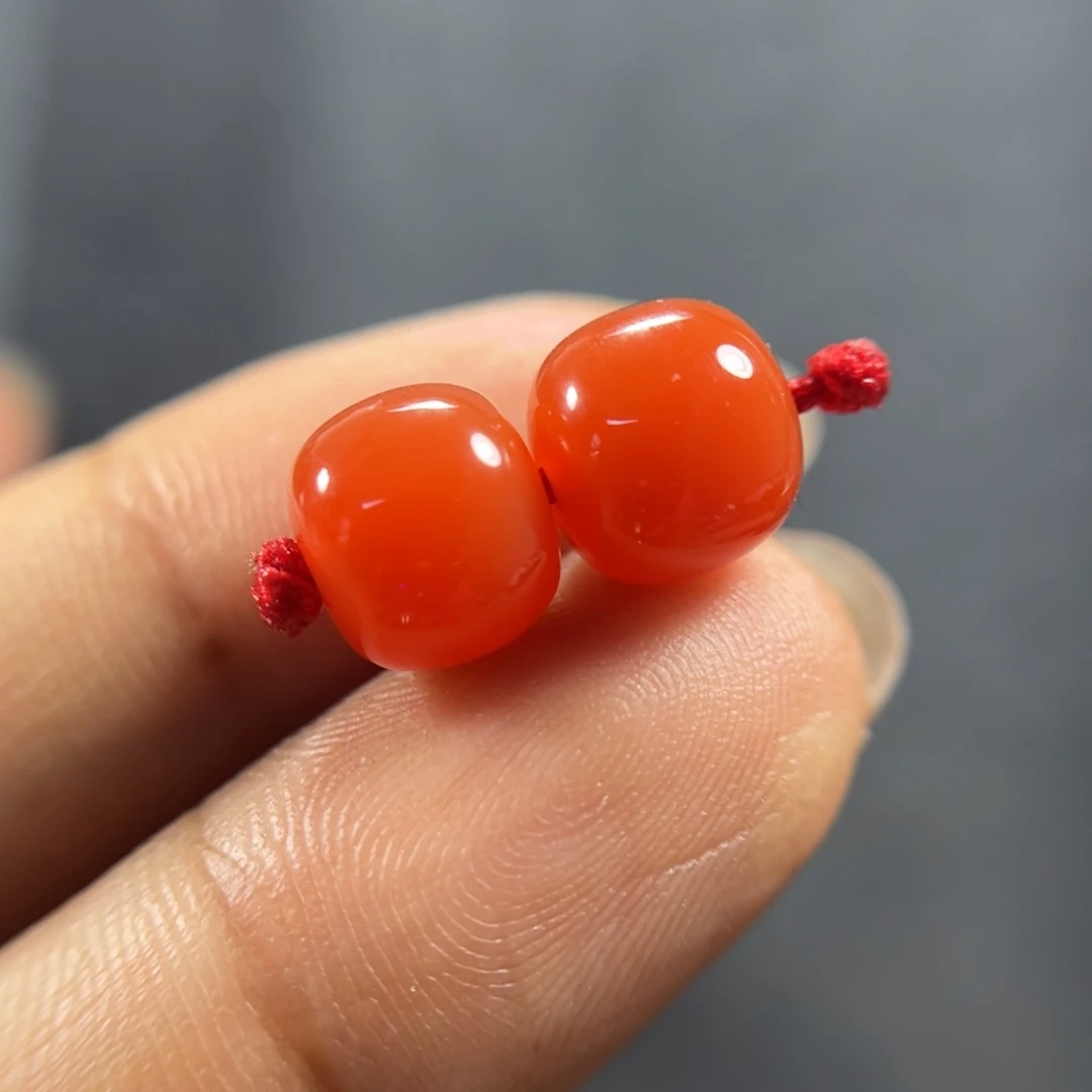 南红玛瑙对珠尺寸9未镶嵌