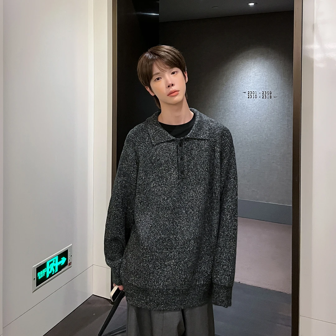 高林凡 韩国定制款ins炒色毛衣男女韩版宽松针织衫上衣潮