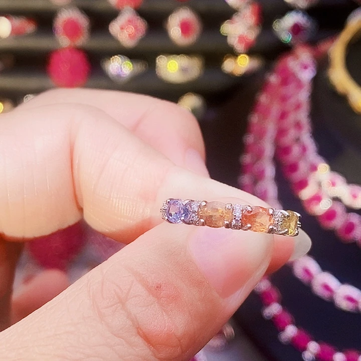 蓝宝石戒指银S925镶嵌