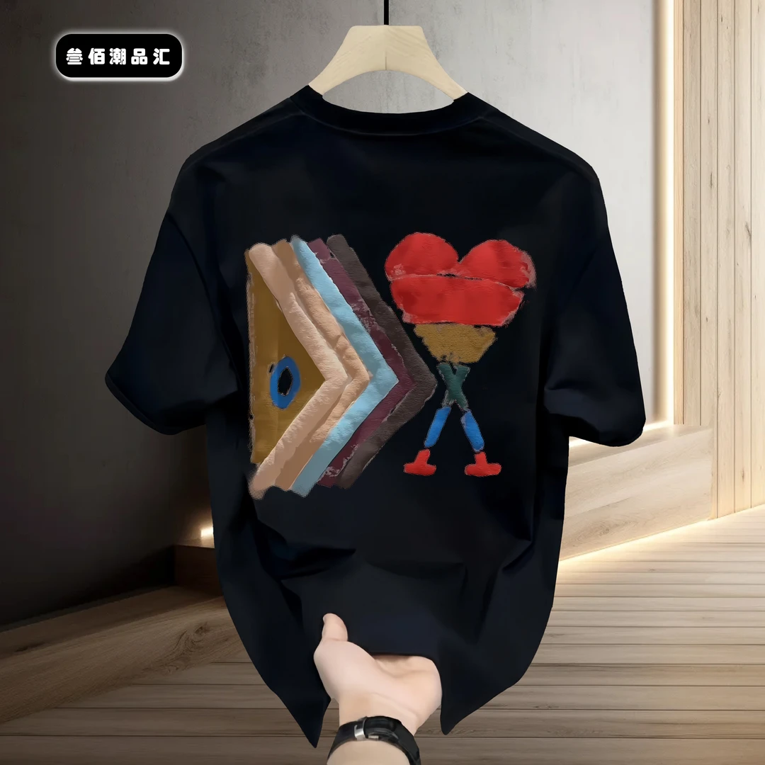 邦德妮2025夏季新款个性设计感圆领宽松百搭纯棉短袖男女同款T恤