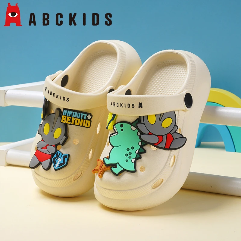 Abckids儿童拖鞋男童洞洞鞋夏季男孩卡通奥特曼室内软底防滑凉拖