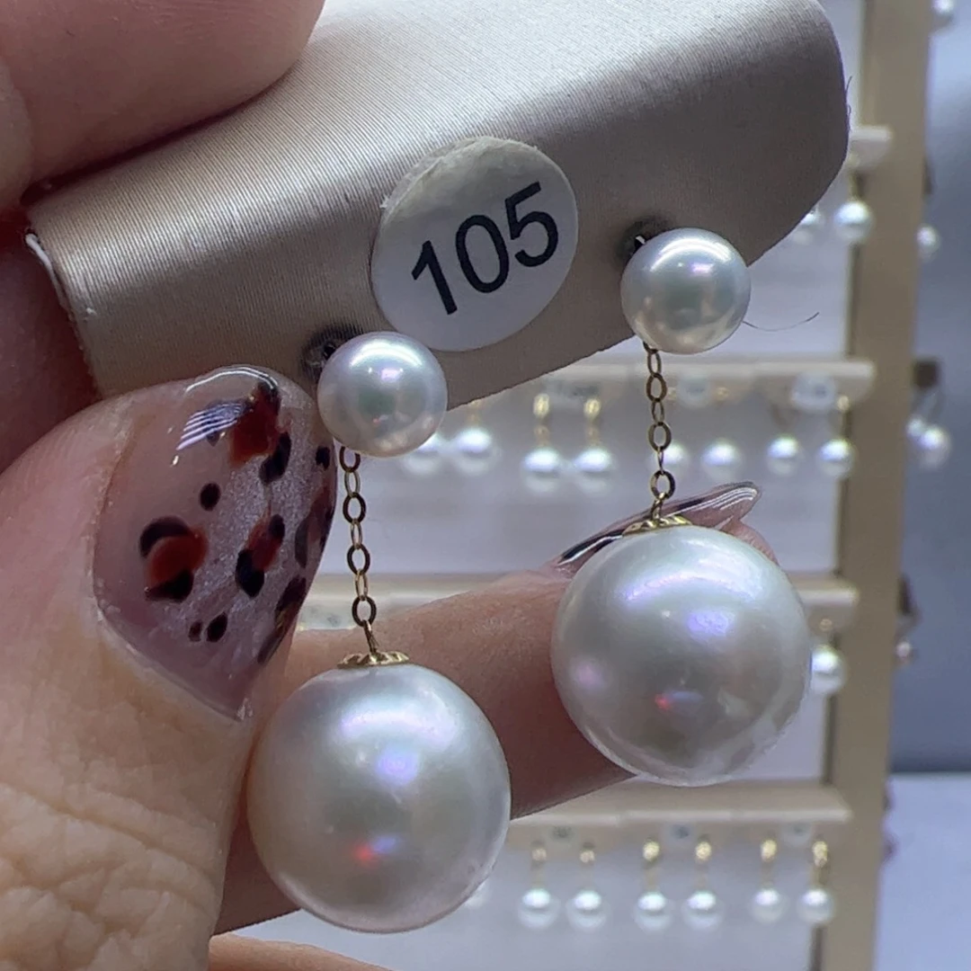 淡水珍珠耳饰18K金镶嵌