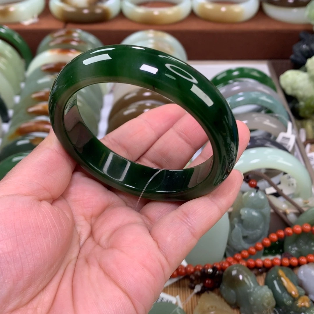 和田玉（碧玉）未镶嵌手镯59_60口径