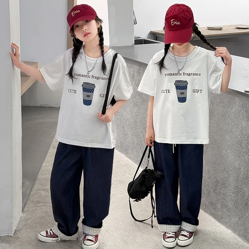 女童夏季套装2025新款6-12岁15岁中大童装休闲洋气时尚小女孩衣服