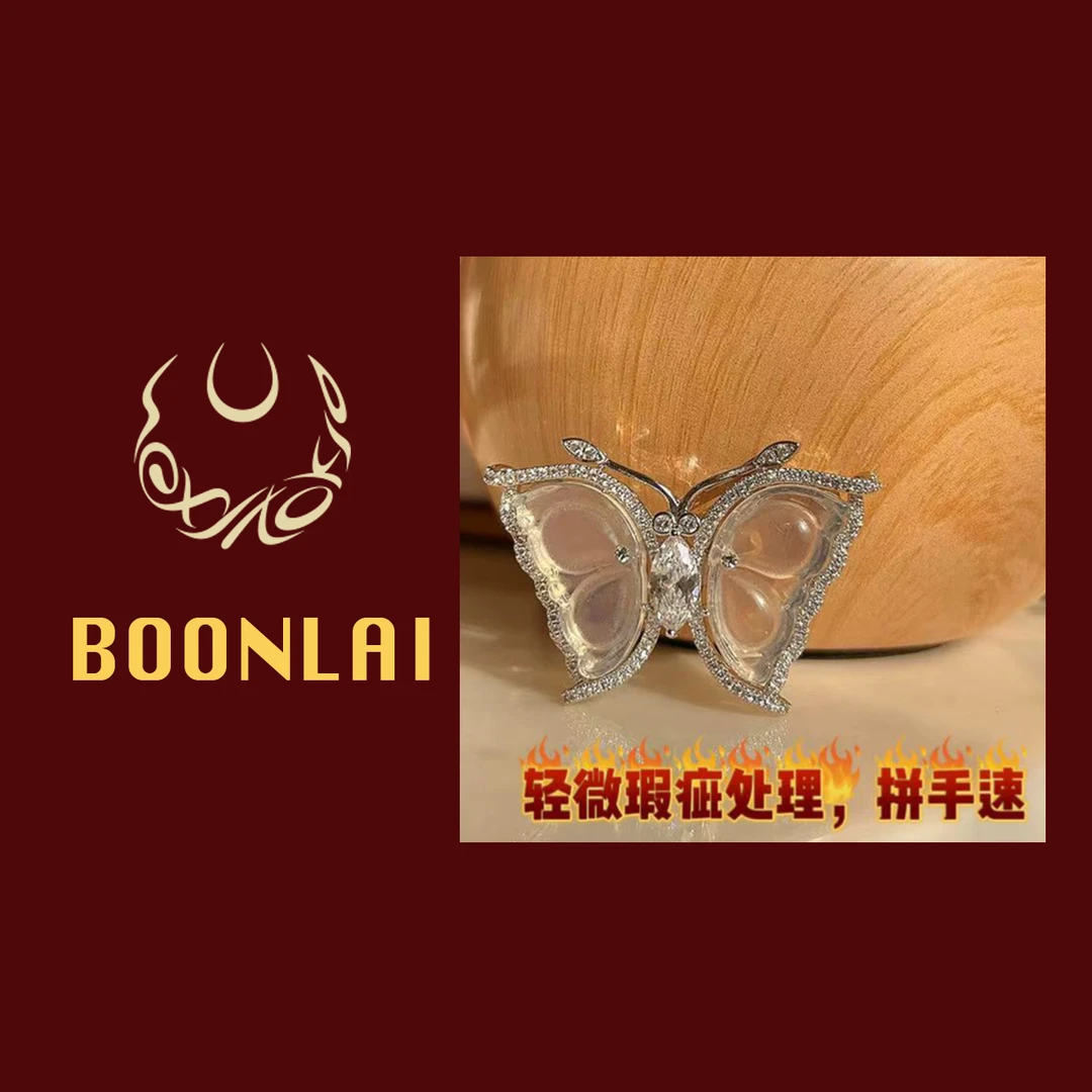 铜合金莫桑石吊坠 Boonlai 轻微瑕疵大货中式镶钻蝴蝶吊坠w