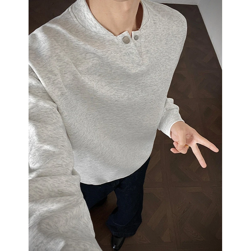 韩系学院风重磅质感长袖卫衣男春秋美式复古潮牌宽松中山休闲外套