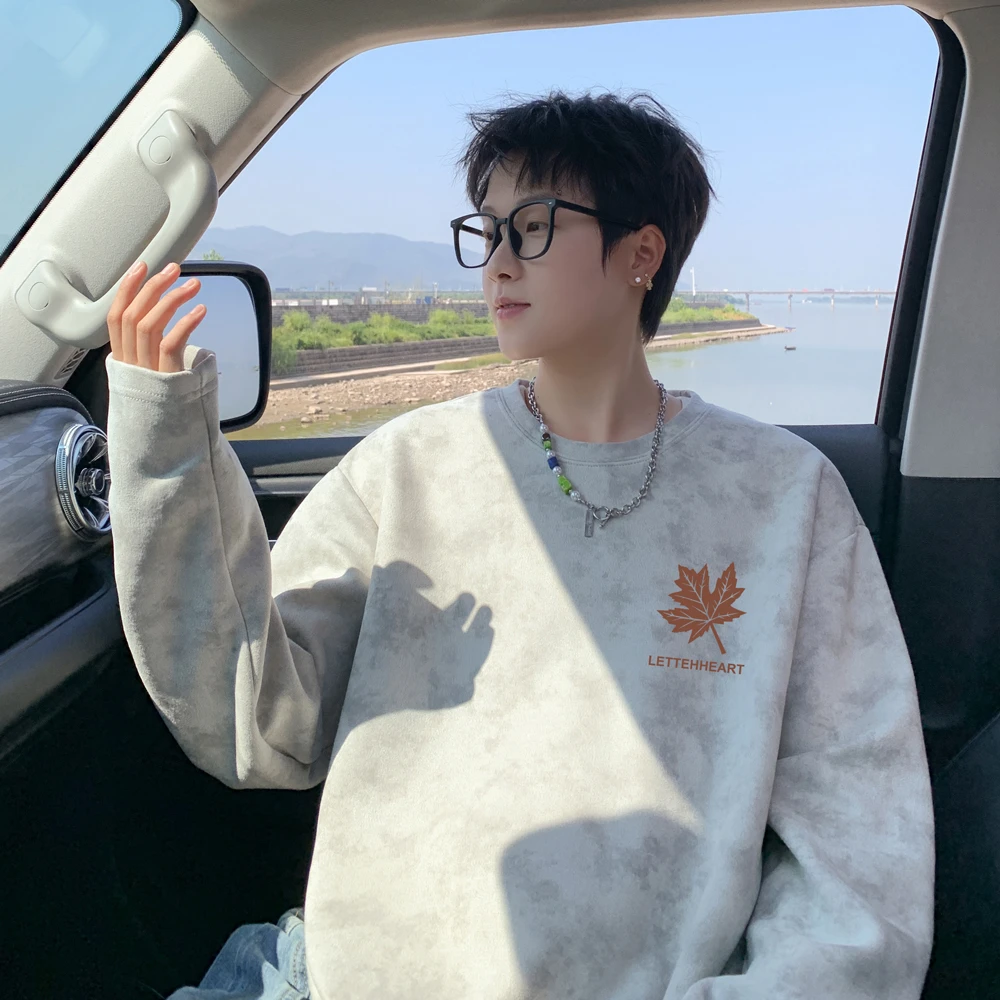 【送运费险】秋新款宽松扎染长袖T恤圆领卫衣男美式男生冬季穿搭