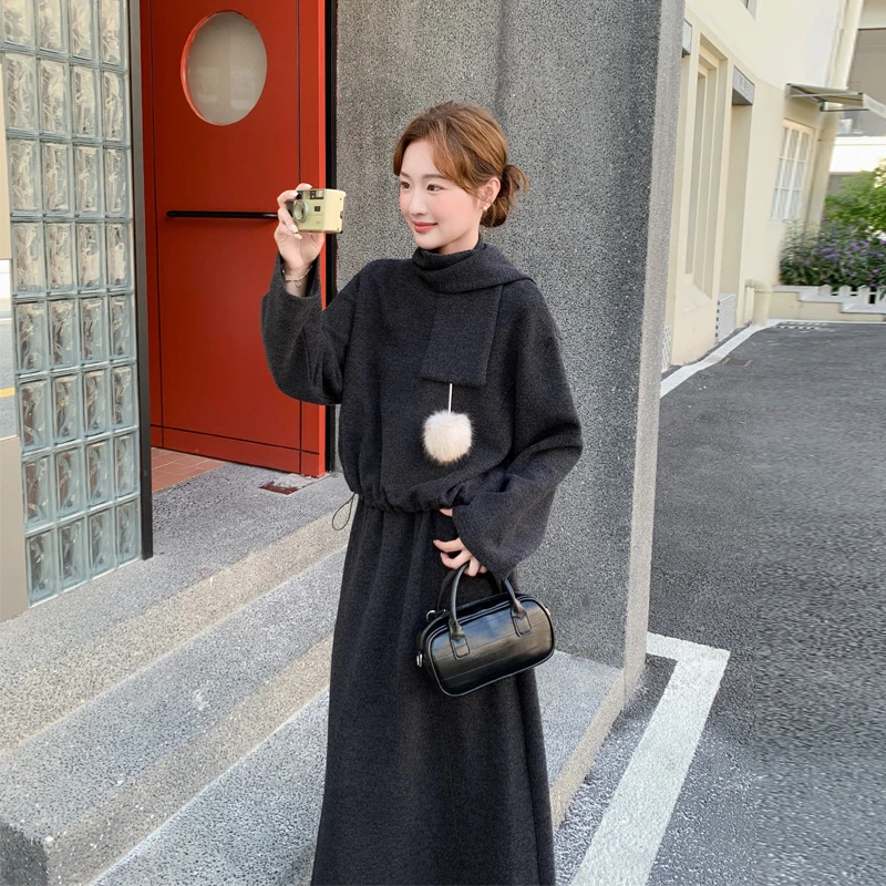 简约通勤风针织卫衣半身裙2025秋冬新款小众韩系ins风显瘦套装裙