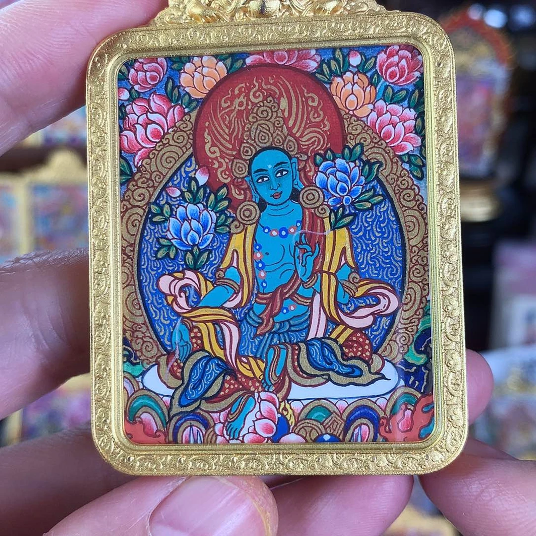 吊坠绿度母热贡纯手绘唐卡