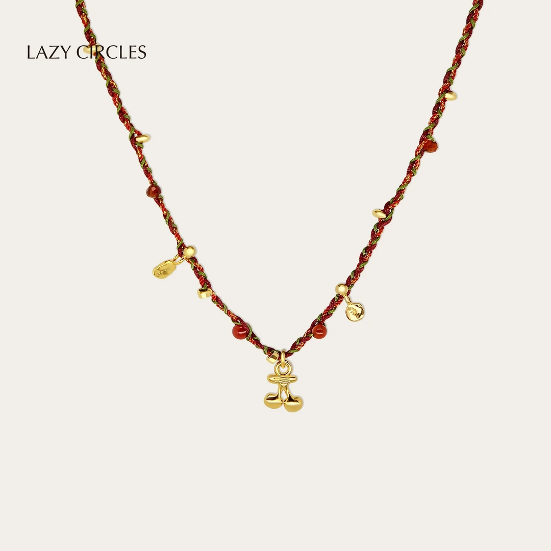 LAZY CIRCLES 铜合金项链 水果点点编织项链缤纷樱桃吊坠锁骨链