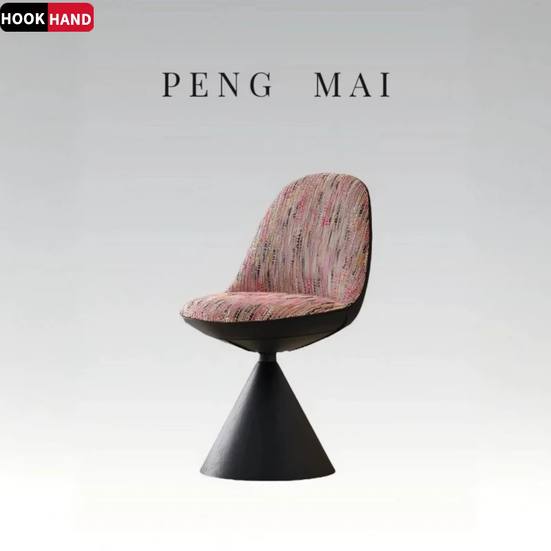 拼色布艺定型棉花布玻璃钢360度旋转餐椅意式极简轻奢小型化妆椅