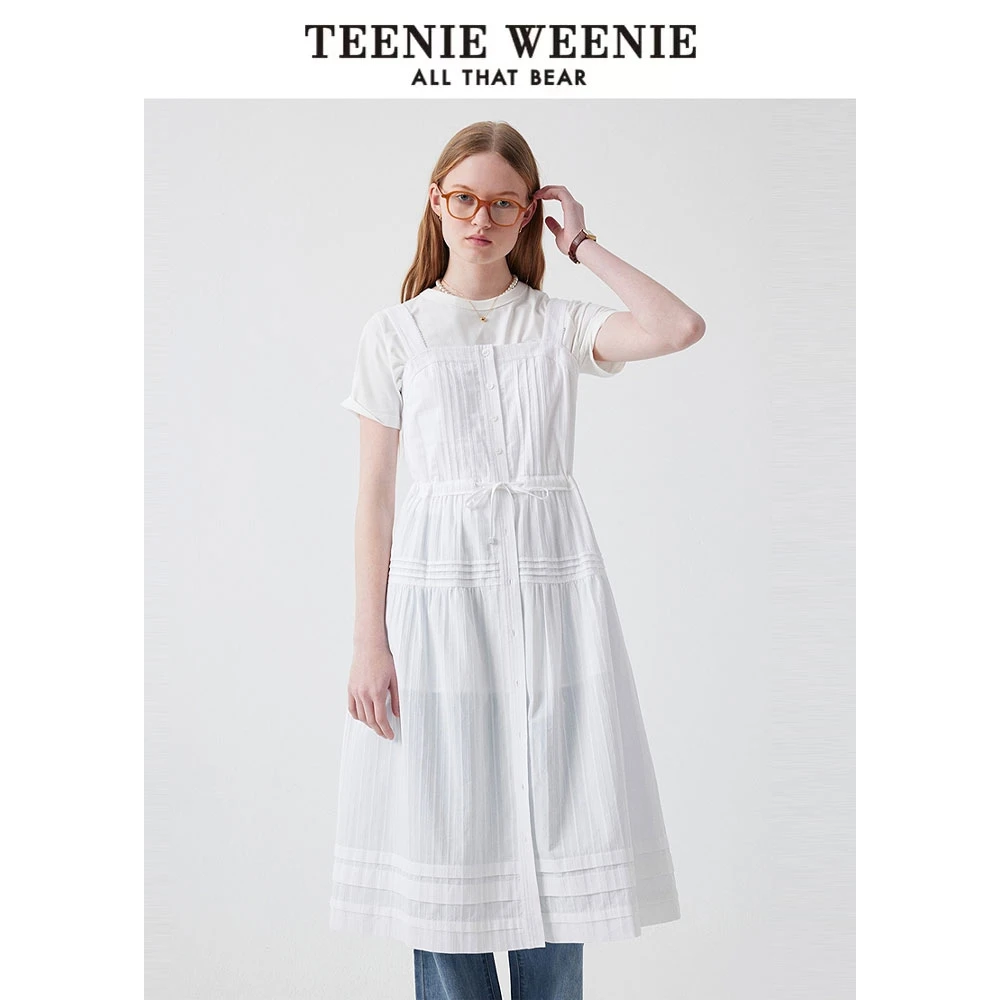 TeenieWeenie小熊25夏新款气质法式度假风吊带连衣裙TTOW252412T
