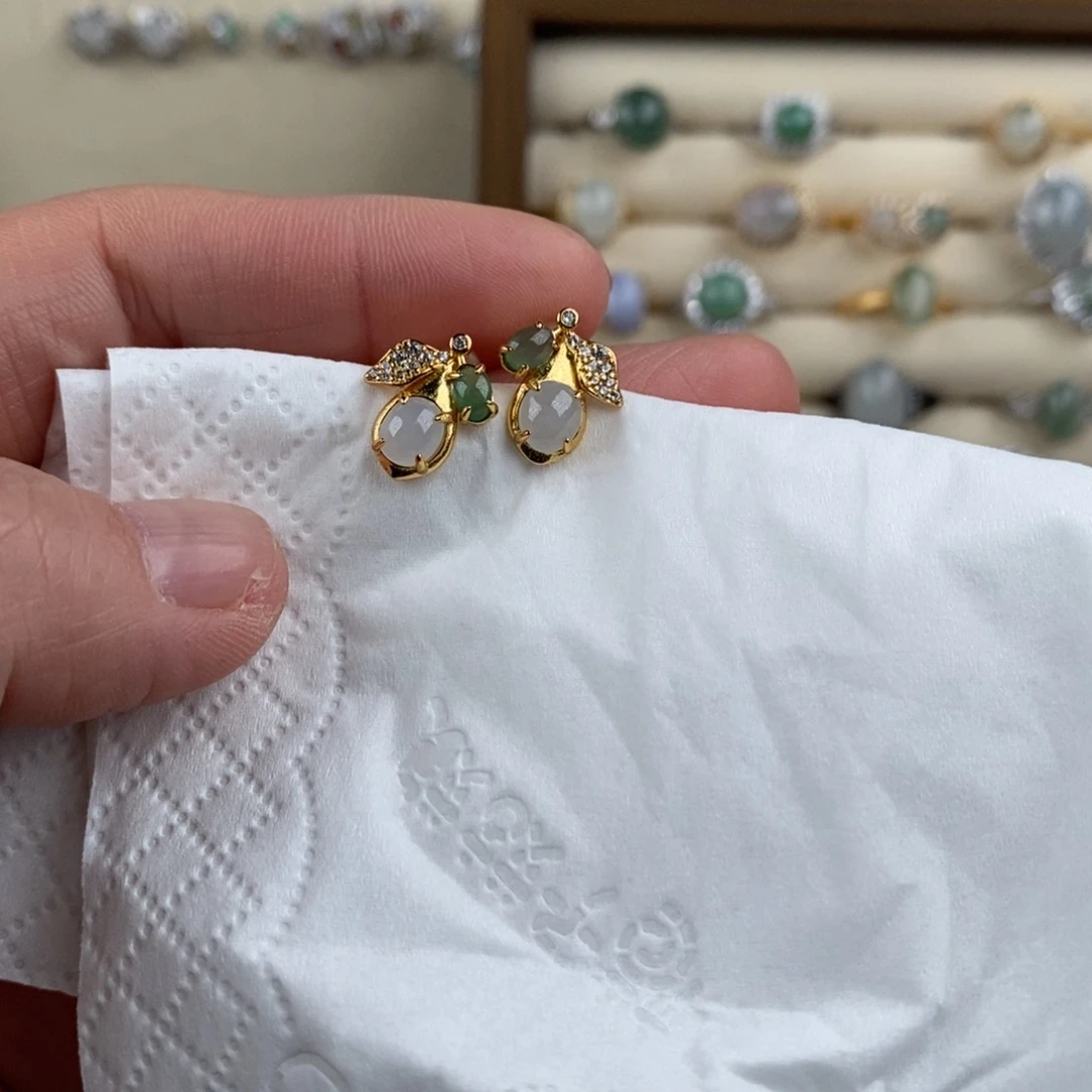 翡翠未镶嵌颈饰天然缅甸翡翠耳钉